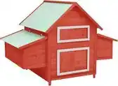 Bol.com vidaXL - Kippenhok - 152x96x110 - cm - massief - vurenhout - rood - en - wit aanbieding