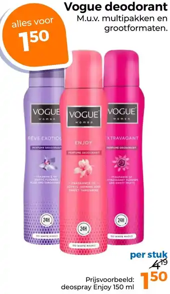 Trekpleister Vogue deodorant aanbieding
