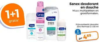 Trekpleister Sanex deodorant en douche aanbieding