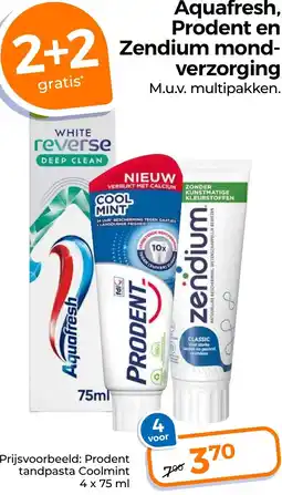 Trekpleister Aquafresh, Prodent en Zendium mondverzorging aanbieding