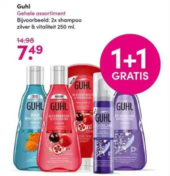 Drogisterij Visser Guhl Shampoo Zilver & Vitaliteit 250 Ml 1+1 Gratis aanbieding