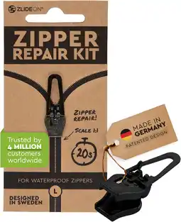 Amazon ZlideOn Rits Pull Vervanging - 1 stuk, Zwart, Waterdicht (L) - Instant Rits Vervanging Slider aanbieding