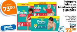 Trekpleister Pampers luiers en luierbroekjes giga pack aanbieding
