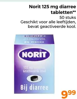 Trekpleister Norit 125 mg diarree tabletten aanbieding