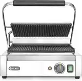 Bol.com Hendi Contactgrill Horeca - Professionele Panini Grill - Gegroefd/Gegroefd - 43x37x(H)21cm aanbieding