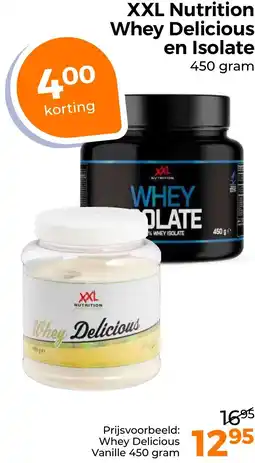 Trekpleister XXL Nutrition Whey Delicious en Isolate aanbieding