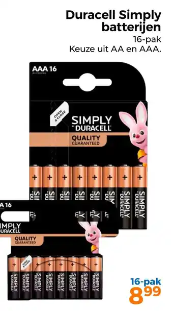 Trekpleister Duracell Simply batterijen aanbieding