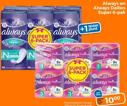 Trekpleister Always en Always Dailies Super 6-pak aanbieding