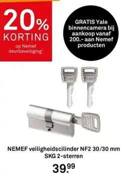 Karwei NEMEF veiligheidscilinder NF2 30/30 mm SKG 2 sterren aanbieding