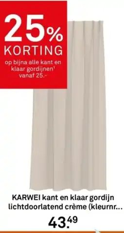 Karwei Karwei kant en klaar gordijn lichtdoorlatend crème aanbieding
