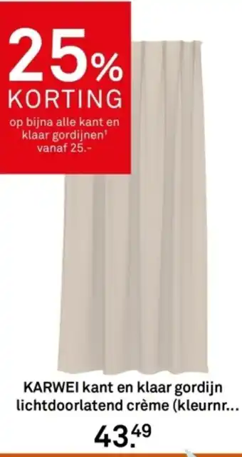Karwei Karwei kant en klaar gordijn lichtdoorlatend crème aanbieding