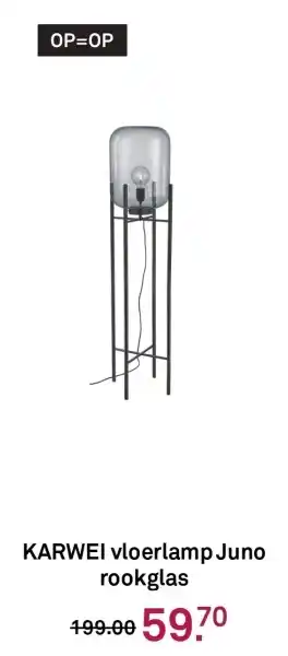 Karwei Karwei vloerlamp juno rookglas aanbieding