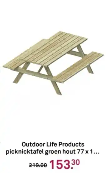 Karwei Outdoor Life Products picknicktafel groen hout 77 x 1. aanbieding