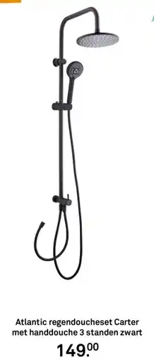 Karwei Atlantic regendoucheset Carter met handdouche 3 standen zwart aanbieding