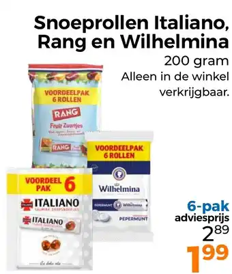 Trekpleister Snoeprollen Italiano, Rang en Wilhelmina aanbieding
