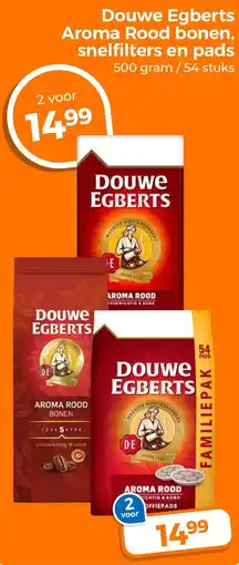 Trekpleister Douwe Egberts Aroma Rood bonen, snelfilters en pads aanbieding