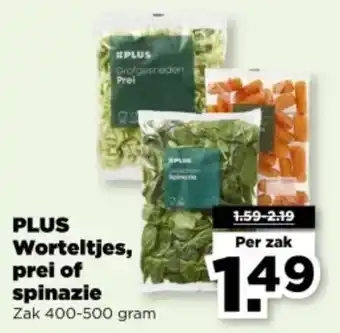 PLUS Plus Worteltjes, prei of spinazie aanbieding
