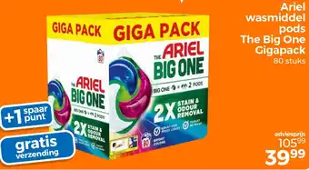 Trekpleister Ariel wasmiddel pods The Big One Gigapack aanbieding