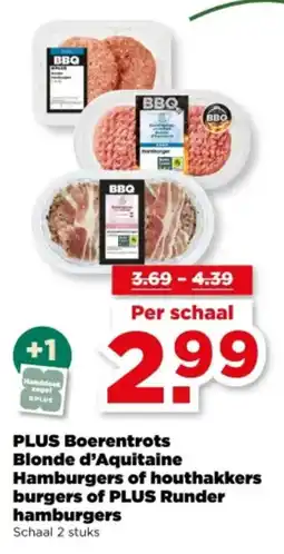 PLUS Plus Boerentrots Blonde d'Aquitaine Hamburgers of houthakkers burgers of Plus Runder hamburgers aanbieding