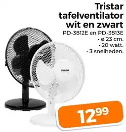 Trekpleister Tristar tafelventilator wit en zwart aanbieding