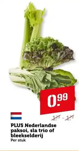 Coop Plus nederlandse paksoi, sla trio of bleekselderij aanbieding