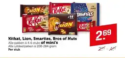 Coop Kitkat, Lion, Smarties, Bros of Nuts of mini's aanbieding