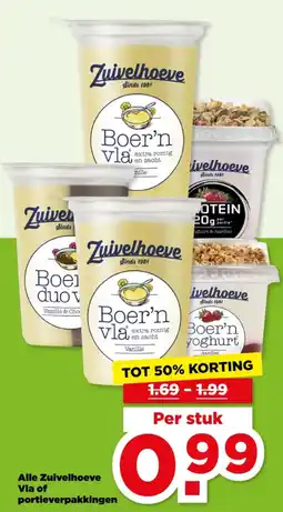 PLUS Alle Zuivelhoeve Vla of portieverpakkingen aanbieding