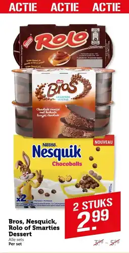 Coop Bros, Nesquick, Rolo of Smarties Dessert aanbieding