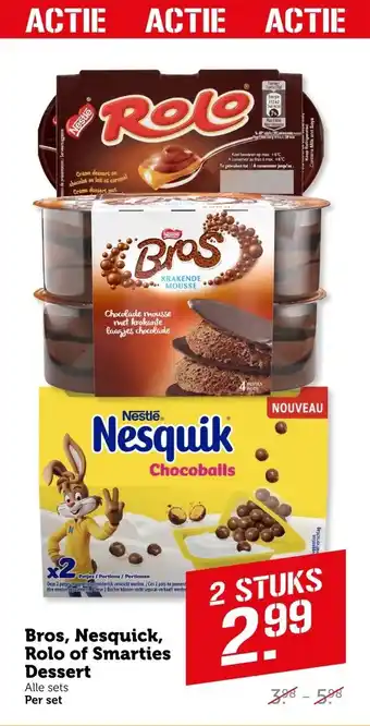 Coop Bros, Nesquick, Rolo of Smarties Dessert aanbieding