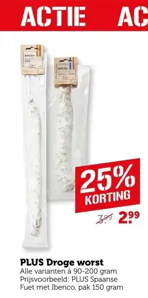 Coop PLUS Droge worst aanbieding