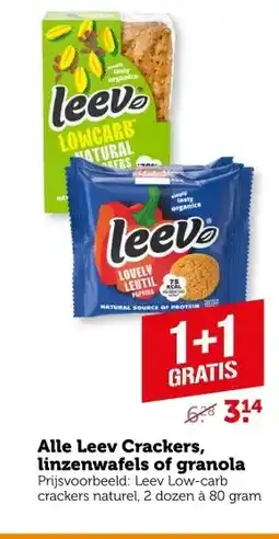Coop Alle Leev Crackers, linzenwafels of granola aanbieding