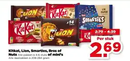 PLUS Kitkat, Lion, Smarties, Bros of Nuts of Mini’s aanbieding