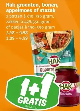 Poiesz Hak groenten, bonen, appelmoes of stazak aanbieding