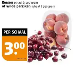 Poiesz Kersen schaal à 500 gram of wilde perziken schaal à 750 gram aanbieding
