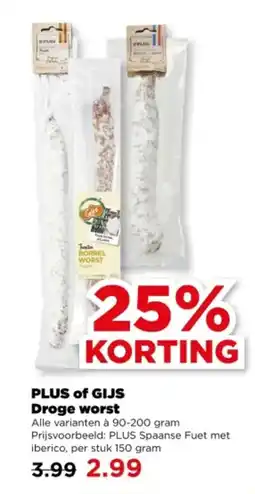 PLUS Plus of gijs Droge worst aanbieding