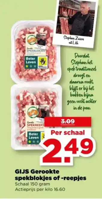 PLUS GIJS Gerookte spekblokjes of reepjes aanbieding