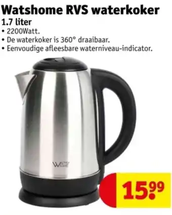 Kruidvat Watshome RVS waterkoker aanbieding