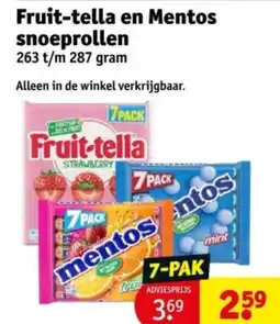 Kruidvat Fruit-tella en Mentos snoeprollen aanbieding
