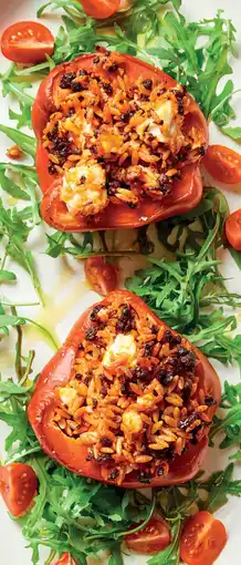 Ekoplaza Gevulde paprika's met orzo, vegan gehakt en feta aanbieding