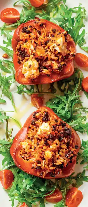Ekoplaza Gevulde paprika's met orzo, vegan gehakt en feta aanbieding