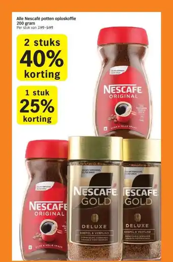 Albert Heijn Alle Nescafé potten oploskoffie 200 gram aanbieding