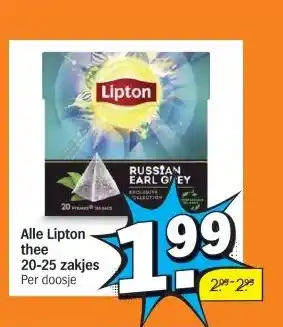 Albert Heijn Alle Lipton thee 20-25 zakjes aanbieding