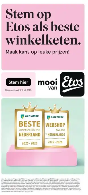 Etos Stem op Etos als beste winkelketen. aanbieding