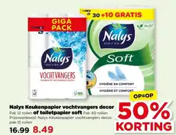 PLUS Nalys Keukenpapier vochtvangers decor of toiletpapier soft aanbieding