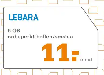 Telecombinatie Lebara sim only aanbieding