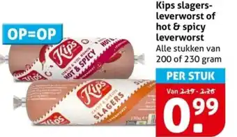 Hoogvliet Kips slagers- leverworst of hot & spicy leverworst aanbieding