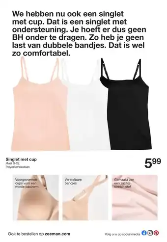 Zeeman Singlet met cup aanbieding