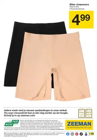 Zeeman Biker shapeware aanbieding