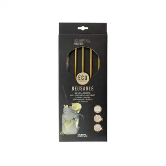 Marskramer Gusta rvs rietjes + borstel goud 4 stuks aanbieding
