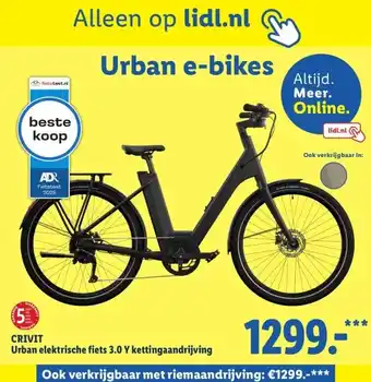 Lidl CRIVIT Urban elektrische fiets 3.0 Y kettingaandrijving aanbieding